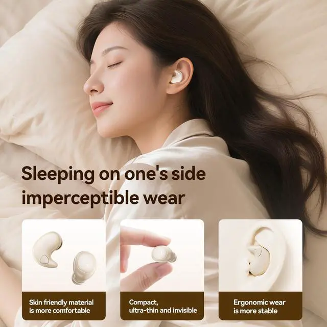 Alt view image 3 of 7 - 2-Pack Sleep Earbuds for Sleeping, Noise Cancelling Bluetooth Headphones for Side Sleepers with Charging Case, Small Mini Invisible Wireless Ear Buds for Small Ear Canals