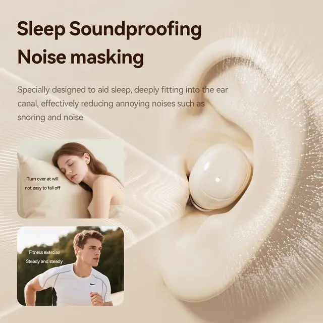 Alt view image 2 of 7 - 2-Pack Sleep Earbuds for Sleeping, Noise Cancelling Bluetooth Headphones for Side Sleepers with Charging Case, Small Mini Invisible Wireless Ear Buds for Small Ear Canals