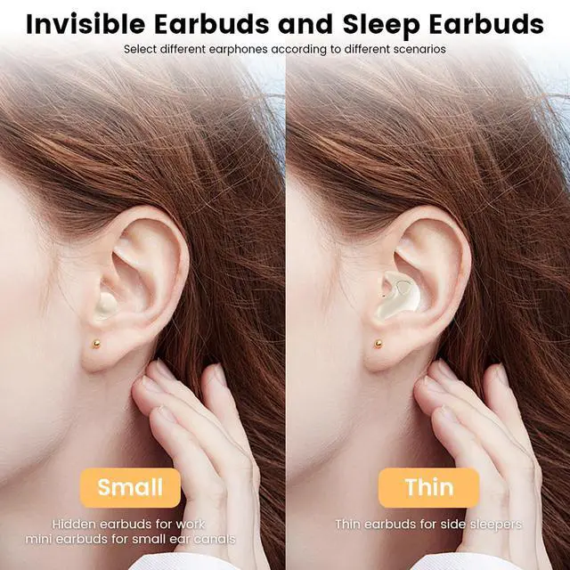 Alt view image 4 of 7 - 2-Pack Sleep Earbuds for Sleeping, Noise Cancelling Bluetooth Headphones for Side Sleepers with Charging Case, Small Mini Invisible Wireless Ear Buds for Small Ear Canals