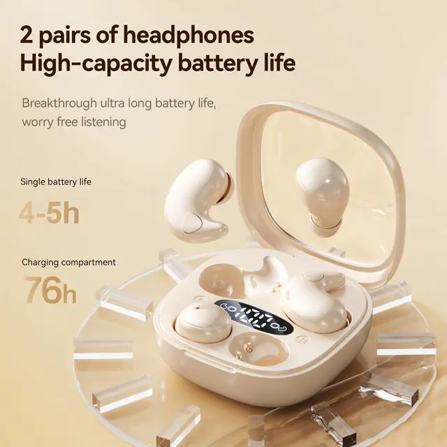 Alt view image 5 of 7 - 2-Pack Sleep Earbuds for Sleeping, Noise Cancelling Bluetooth Headphones for Side Sleepers with Charging Case, Small Mini Invisible Wireless Ear Buds for Small Ear Canals