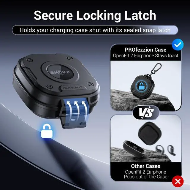 Alt view image 4 of 7 - for Shokz OpenFit 2+ Case Cover with Lock, Heavy Duty Hard Shell | Full Coverage Protector, Secure Locking Latch, IPX5 Water-resistant, Only for the Shokz OpenFit 2 Plus (2+) Headphone