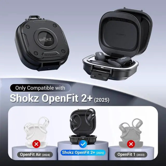 Alt view image 2 of 7 - for Shokz OpenFit 2+ Case Cover with Lock, Heavy Duty Hard Shell | Full Coverage Protector, Secure Locking Latch, IPX5 Water-resistant, Only for the Shokz OpenFit 2 Plus (2+) Headphone