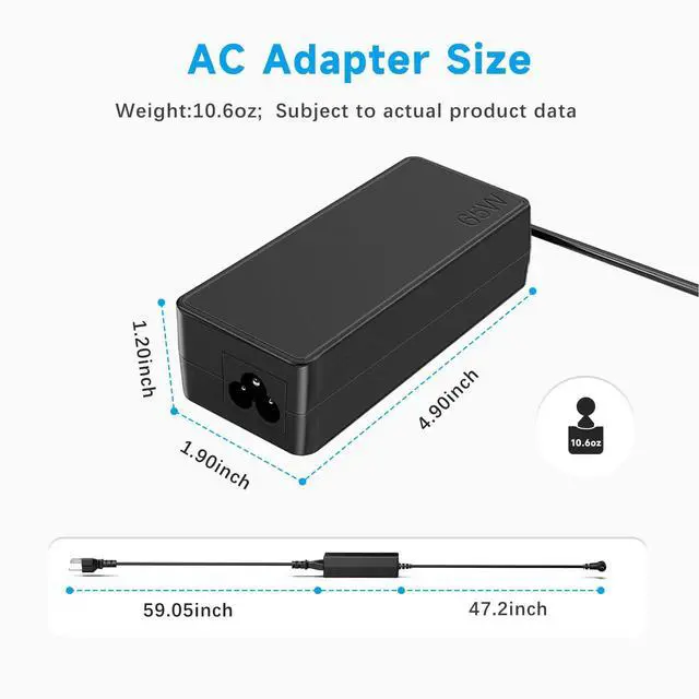 Alt view image 3 of 7 - Charger Compatible with Lenovo Ideapad 1 3 65W 4.0*1.7mm Tip Adapter | Compatible with IdeaPad 1 3 5 330-14, 330-15 330-17 510-15 330s-14 330s-15 4 5 6, 110 510 520 530s Yoga 710s S145 S340 710