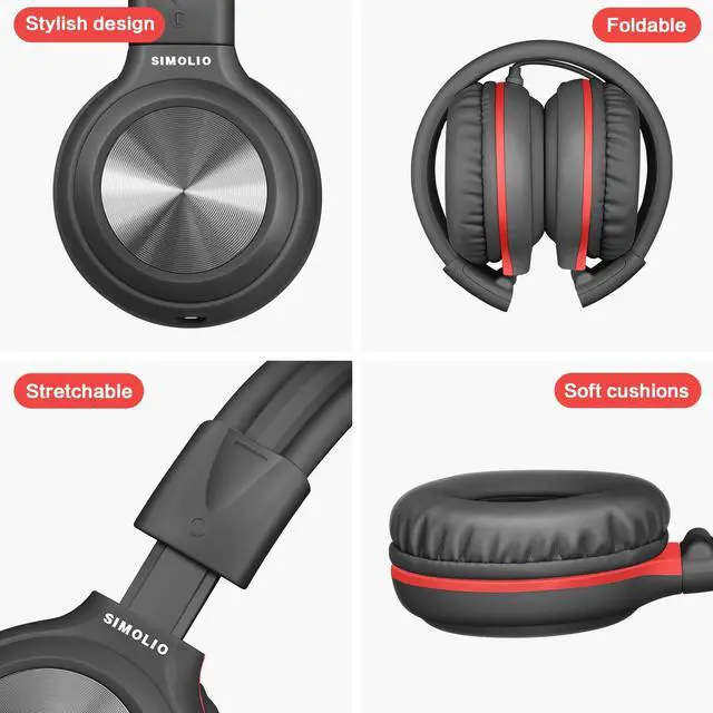 Alt view image 7 of 7 - 2Pack Wired Headphones with Share Port, USB C to 3.5mm Dongle, 3-Level Volume Limiter & Microphone, Passive Noise Isolating, Foldable Over-Ear Headphones for School Adults iPad PC Travel