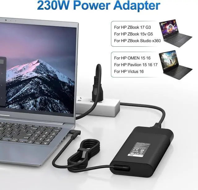 Alt view image 6 of 7 - 230W Laptop Charger for HP Omen 17 16 15,Victus by HP Gaming Laptop 16,ZBook Fury 16 G8 G9 G10 11.8A AC Power Supply Adapter