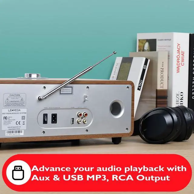 Alt view image 5 of 7 - M5P CD Player,Internet Radio,Spotify, Bluetooth,FM Stereo,Walnut | 2.8in colour display, 40 presets, remote control, wooden cabinet, headphone out, internal subwoofer, EQ modes, remote