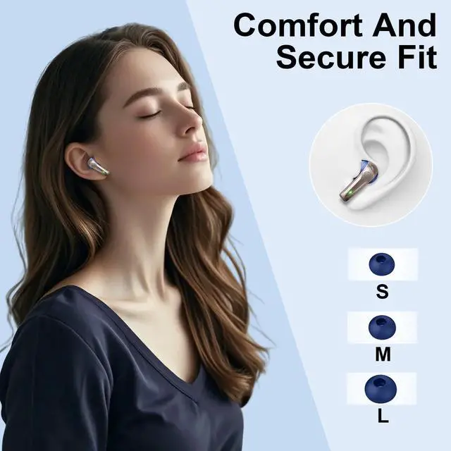 Alt view image 7 of 7 - Wireless Earbuds Stereo Sound in Ear Headphones, 47H Playtime, LED Display | Noise Cancelling EarBuds Deep Bass with 4 Mic ENC Clear Calls, Bluetooth 5.4 Headphones, Touch Control, IP7 Waterproof