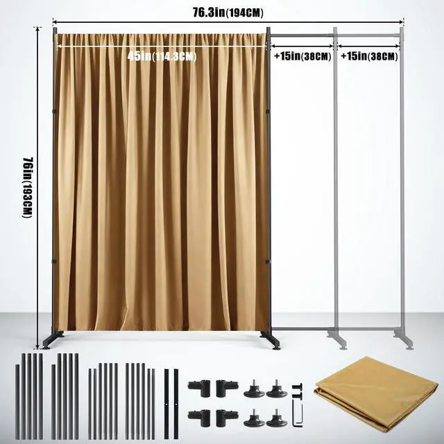 Alt view image 3 of 7 - Photography Backgroud/Backdrop Width Adjustable Thick & Opaque Fabric for Studio, Party, or Video Backdrop Perfect for Single Panel Room Divider/Privacy Screen (Khaki, 6FT X 6FT)