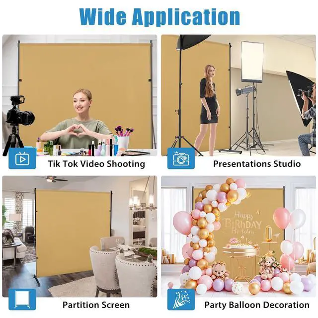 Alt view image 5 of 7 - Photography Backgroud/Backdrop Width Adjustable Thick & Opaque Fabric for Studio, Party, or Video Backdrop Perfect for Single Panel Room Divider/Privacy Screen (Khaki, 6FT X 6FT)