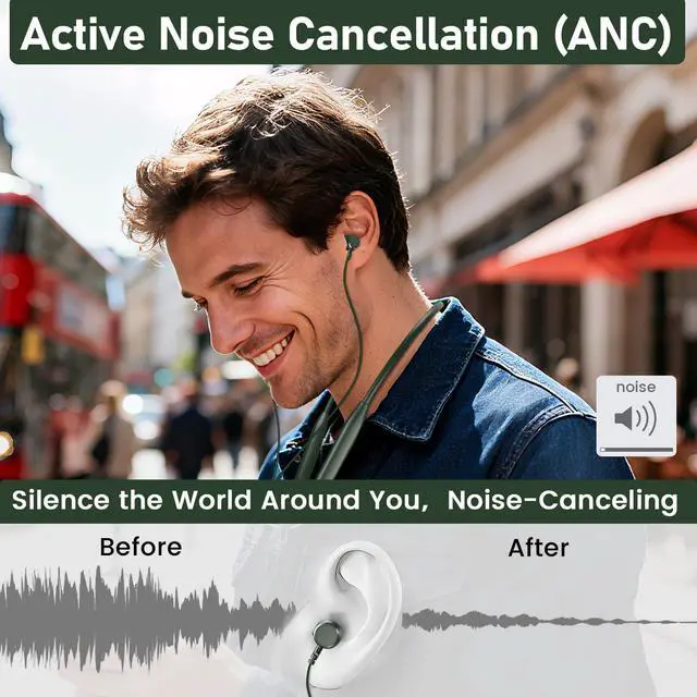 Alt view image 4 of 7 - Neckband Bluetooth Headset | 3-Pack Set |180-Hour Endurance | ENC Noise Reduction | 10-Min Charge for 10-Hour Use (3Green)