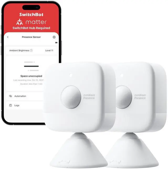 Main image of Smart mmWave Radar Motion Sensor, Bluetooth Presence Sensor with Dynamic Detection & Zone Positioning, Compatible with Alexa, HomeKit & Apple Home (Presence Sensor*2)
