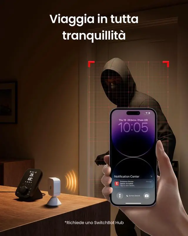Alt view image 7 of 7 - Smart mmWave Radar Motion Sensor, Bluetooth Presence Sensor with Dynamic Detection & Zone Positioning, Compatible with Alexa, HomeKit & Apple Home (Presence Sensor&Hub Mini Matter)