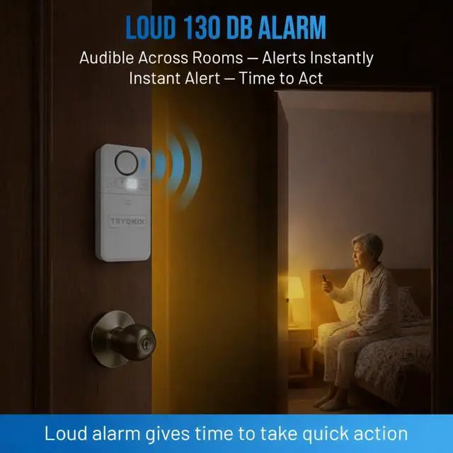 Alt view image 3 of 7 - Door Alarms When Opened for Kids & Elderly 130 dB Loud Door & Window Alarm, 1.2 Wide Gap Sensor, Instant & Delay Alerts, 3 Volume Levels, AAA Batteries Included, Low Battery Alert, 2 Pack