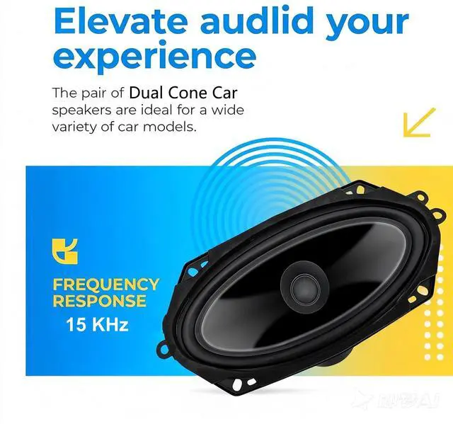 Alt view image 2 of 7 - 4x10 Speaker,Dual Cone Car Speaker,4x10 Door speaker Single Unit,Full Range,4 Ohm,Wide Frequency Response,Enhanced Bass,Polypropylene Cone,Rubber Surround,OEM Replacement,Coaxial,Car Stereo System