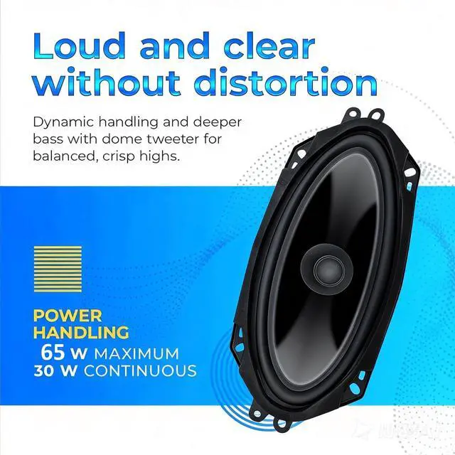 Alt view image 4 of 7 - 4x10 Speaker,Dual Cone Car Speaker,4x10 Door speaker Single Unit,Full Range,4 Ohm,Wide Frequency Response,Enhanced Bass,Polypropylene Cone,Rubber Surround,OEM Replacement,Coaxial,Car Stereo System