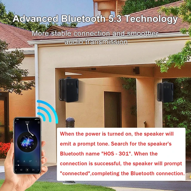 Alt view image 5 of 7 - 3.5 Inch Outdoor Bluetooth Speakers Waterproof Wired,3 Way 200W Upgrade Premium Wall Mount Speakers,Ideal use in Patio,Deck, Indoor OutdoorBlack