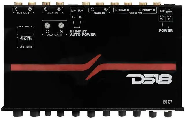 Main image of EQX7 Equalizer 7 Bands with auto Hi/Lo line Selector, Two Rear inputs (Main and Aux), 8 Volts Front, Rear and Sub Output