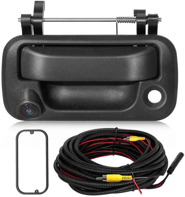 Main image of Tailgate Handle Rear Backup Camera for 2004-2016 Ford F150 F250 F350 F450 F550 Super Duty Explorer Lobo, Lincoln Mark LT Tailgate Latch Door Handle Reverse Back Up Camera RCA Connector w/Key Hole