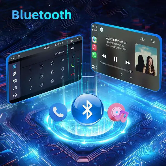 Alt view image 6 of 6 - Double Din Car Stereo A-pple Carplay Radio Screen for Car Audio Receivers, Bluetooth Car Play Android Auto 7" Touchscreen, Car Radio Support Bluetooth, Mirror Link, FM, Type-C