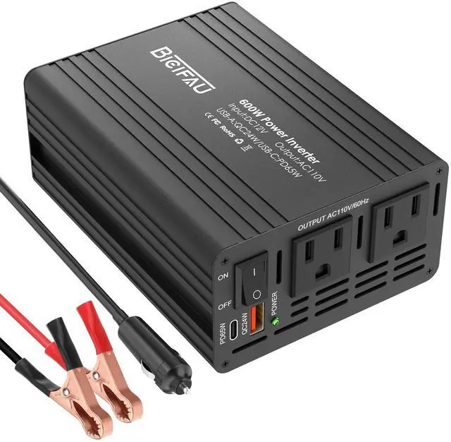 Main image of 600W Car Power Inverter 12V to 110V 65W USB-C Dual Outlets | 65w Fast Charging