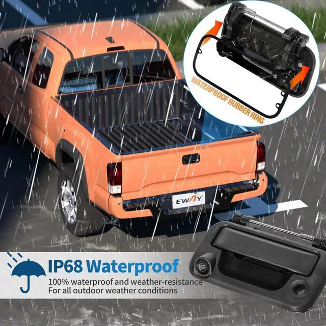 Alt view image 4 of 7 - Tailgate Handle Rear Backup Camera for 2004-2016 Ford F150 F250 F350 F450 F550 Super Duty Explorer Lobo, Lincoln Mark LT Tailgate Latch Door Handle Reverse Back Up Camera RCA Connector w/Key Hole