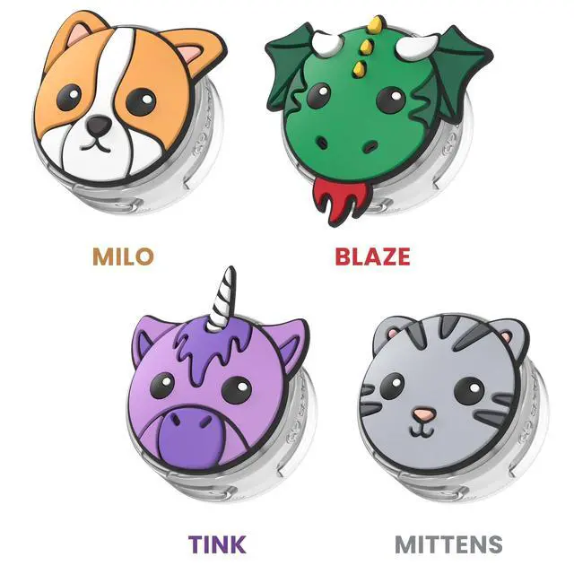 Alt view image 6 of 7 - Tagimals Cute Cartoon Apple AirTag Holder Hidden AirTag Tracker Cases Easily Attach to Shoe or Collar 4 Fun Characters (Pack of 4)
