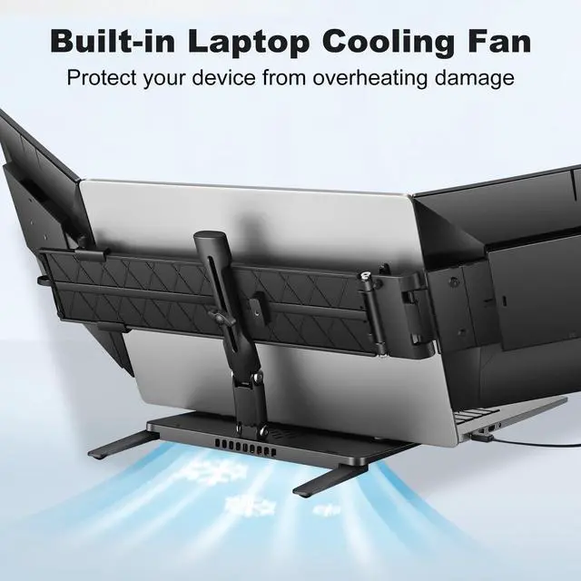 Alt view image 7 of 7 - 14" Laptop Screen Extender Built-in Cooler, 1200P FHD One Cable Connect Portable Triple Monitor, Dual Screen Monitor Fits 13"-17.3" Laptop with Stand for MacOS/Windows