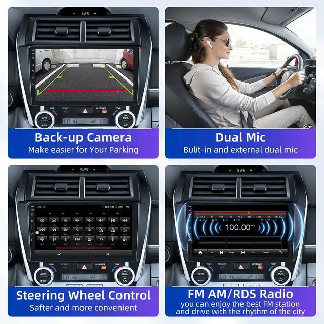 Alt view image 7 of 7 - 8-Core Android 15 Car Radio for Toyota Camry 2012 2013 2014: 10Inch 1280×720 Touchscreen Stereo, Wireless CarPlay & Android Auto, GPS Navigation, Bluetooth, 5GHz WiFi, FM, Backup Camera, Split Screen
