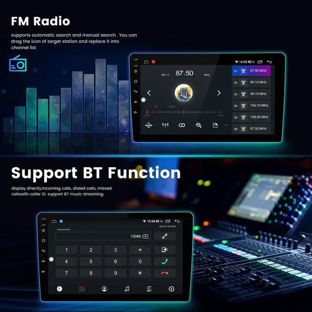 Alt view image 5 of 7 - 4+64GB Car Radio Stereo for Dodge Ram 1500 2500 3500 2013 2014 2015 2016 2017 2018 2019 w/Manual AC Upgrade Dash Kit, 8-Core Android 14 9" QLED Touch Screen/Car-Play Android Auto/DSP/RDS