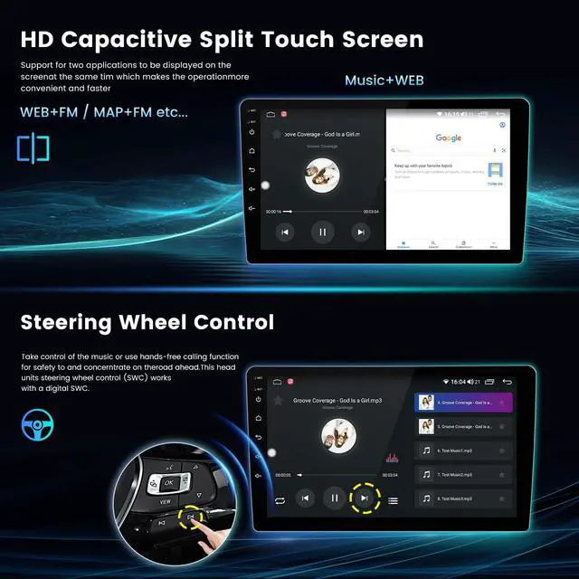 Alt view image 7 of 7 - 4+64GB Car Radio Stereo for Dodge Ram 1500 2500 3500 2013 2014 2015 2016 2017 2018 2019 w/Manual AC Upgrade Dash Kit, 8-Core Android 14 9" QLED Touch Screen/Car-Play Android Auto/DSP/RDS