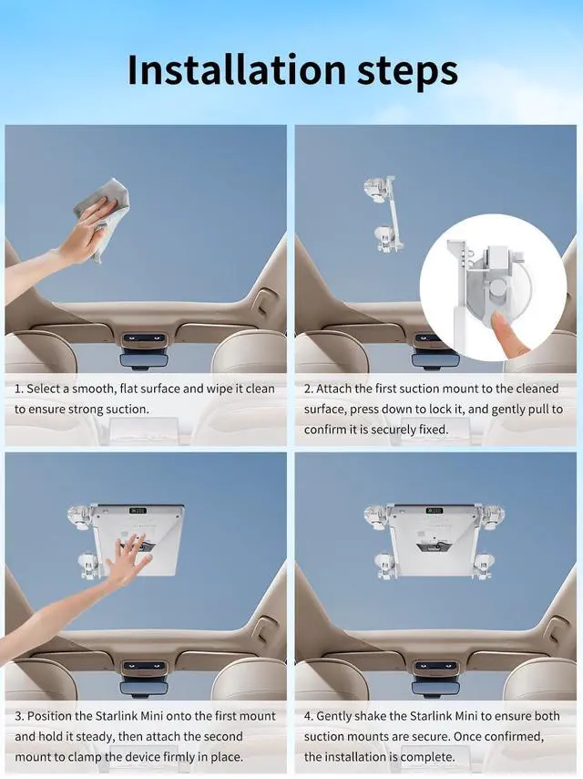 Alt view image 6 of 7 - Starlink Mini Car Suction Cup Mount with Large Suction Cup, 180° Rotatable | Metal Mount for Car Roof, Windows, Strong Grip for Stable Satellite Signal on RVs, Boats, and Road Trips