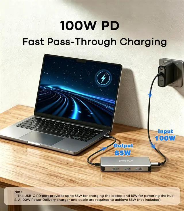 Alt view image 7 of 7 - USB C Docking Station Dual Monitor,Laptop Docking Station 3 Monitors Triple 4K Display with 2 HDMI, DisplayPort,100W PD Charging,USB 3.0 Ports Multiport Adapter for Dell, HP, Lenovo,etc