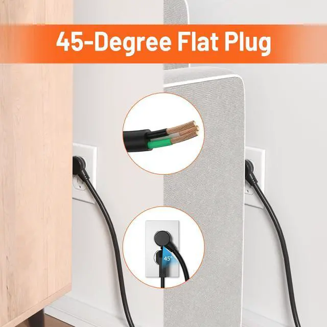 Alt view image 5 of 7 - Power Strip 2700J Surge Protector, Heavy Duty Power Strips with 12FT Long Cord and Flat Plug, Wall Mountable Metal 6 Outlet Strip for Desk, Garage, Workbench and Kitchen
