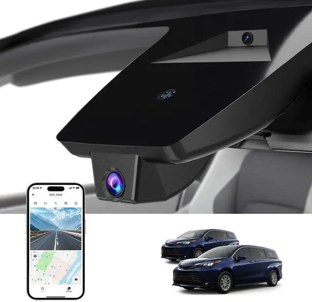 Main image of 4K Dash Cam for Toyota Sienna 2021 2022 2023 2024 2025 2026 | UHD 2160P Video,Built-in WiFi & APP,Loop Recording,G-Sensor, f/1.6 Aperture,No Wiring,Hidden OEM Style,64GB Card