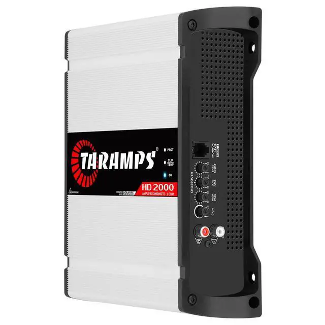 Alt view image 3 of 7 - Taramps HD 2000 1 Ohm 1 Channel 2000 Watts RMS MAX, Full Range Car Audio, Monoblock, LED Monitor Indicator, Class D Amplifier, Crossover, White 2k amp