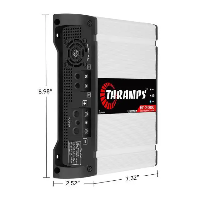 Alt view image 6 of 7 - Taramps HD 2000 1 Ohm 1 Channel 2000 Watts RMS MAX, Full Range Car Audio, Monoblock, LED Monitor Indicator, Class D Amplifier, Crossover, White 2k amp