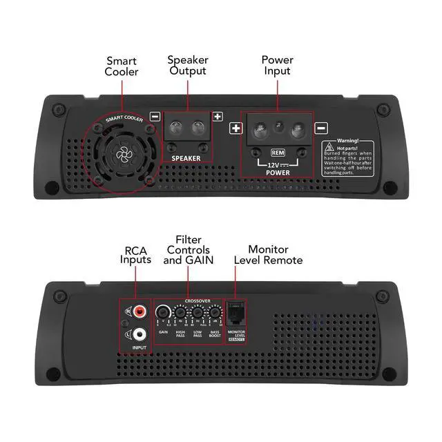 Alt view image 6 of 7 - Taramps HD 2000 2 Ohms 1 Channel 2000 Watts RMS MAX Full Range Car Audio, Monoblock, LED Monitor Indicator, Class D Amplifier, Crossover, White 2k amp