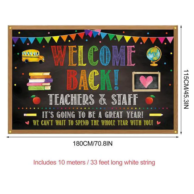 Alt view image 2 of 7 - Welcome Back Backdrop Banner Back to School Backdrop Decoration First Day of School Banner Teachers and Staff Classroom Office Party Background Decoration Photo Booth Props