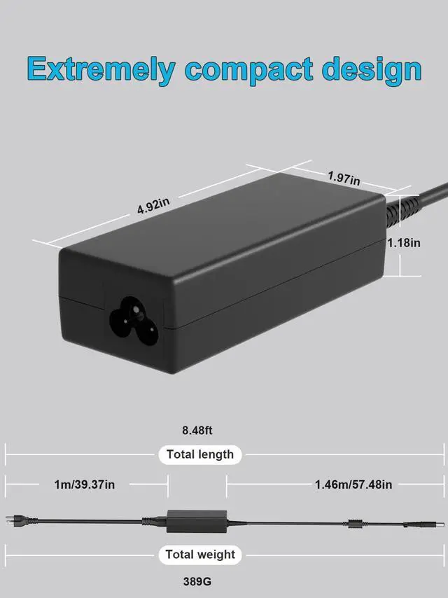 Alt view image 4 of 7 - 90W 65W AC Adapter Power Charger for HP Pavilion All-in-One 27" 24" 23" 22" 21" 20" 19" 18" ProDesk 400 600 260 405 EliteDesk 800 705 Omni 120 100 Slimline 400 260 270 290 260 AIO Desktop
