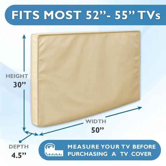 Alt view image 2 of 7 - Outdoor TV Cover 55 inch - WITH FRONT FLAP - Weatherproof, Waterproof protection, Soft Interior, With Bottom cover - Beige