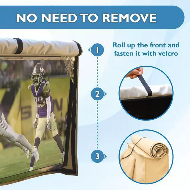 Alt view image 4 of 7 - Outdoor TV Cover 55 inch - WITH FRONT FLAP - Weatherproof, Waterproof protection, Soft Interior, With Bottom cover - Beige