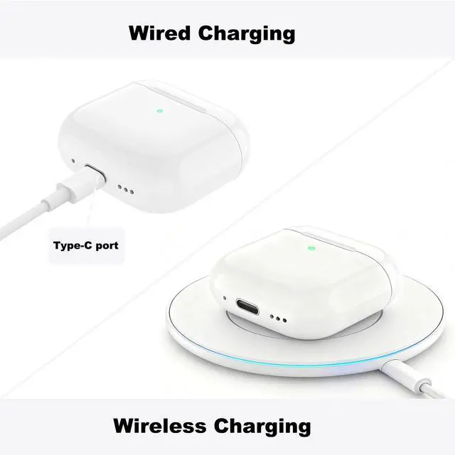 Alt view image 3 of 7 - Wireless Charging Case Compatible with AirPods 4th(USB-C) | Charger Case Replacement | with Bluetooth Pairing Sync Button | No Airpod 4th