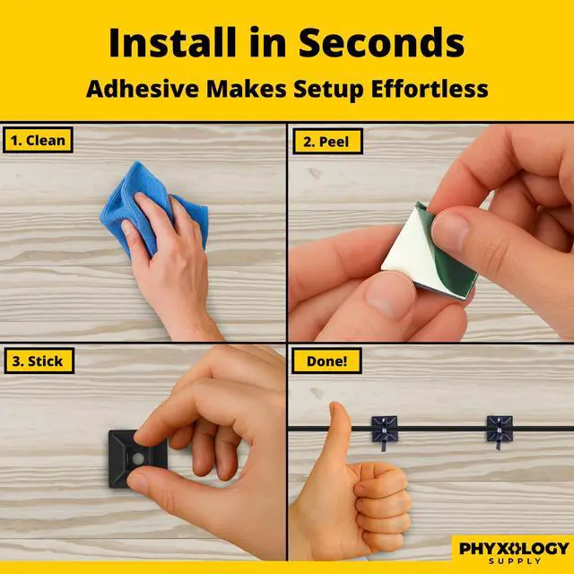 Alt view image 6 of 7 - Zip Tie Adhesive-Backed Mounts 100Pk. Professional-Grade, UV Black Cable Tie Bases, 1.1 x 1.1. Screw-Hole Anchor Point Provides Optimal Strength for Long-Term Durability & Use and Clutter-Free Cables