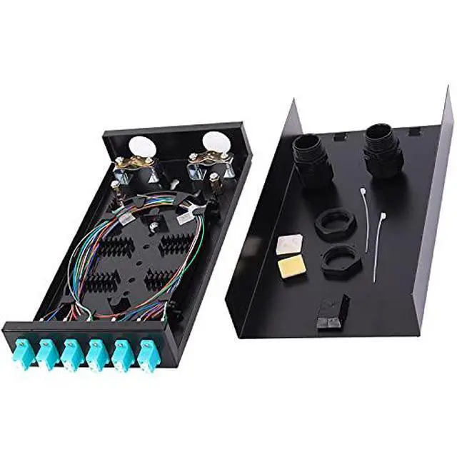 Alt view image 2 of 2 - 6Port Wall Mount Fiber Enclosure with Spool LC-MM OM3 Multimode Kit (Includes 1 Meter 12 Strand LC-UPC OM3 Pigtail and 6 Port Duplex LGX Loaded Panel)
