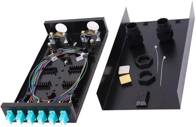Main image of 6Port Wall Mount Fiber Enclosure with Spool LC-MM OM3 Multimode Kit (Includes 1 Meter 12 Strand LC-UPC OM3 Pigtail and 6 Port Duplex LGX Loaded Panel)