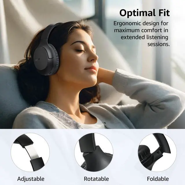 Alt view image 5 of 7 - HA1 70H Over Ear Wireless Headphones Bluetooth 5.4 Foldable Headset | Deep Bass Stereo Sound, 32 Custom EQ Modes, Control Via Button, 78ms Low-Latency, Clear Call, Ideal For Travel Daily Use