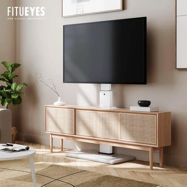 Alt view image 7 of 7 - Floor Swivel TV Stand with Power Outlet for 32-65 Inch TVs, Floor TV Stand with Mount Height Adjustable with Iron Base, Hold Up to 88lbs, Space Saving for Bedroom, Living Room