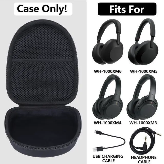 Alt view image 3 of 7 - Case for Sony WH-1000XM6, WH-1000XM5, WH-1000XM4 Headphones | Hard Shell Shockproof, Mesh Bag Organizer, Lightweight Travel, fit for WH-1000XM3 Noise Canceling Headphones