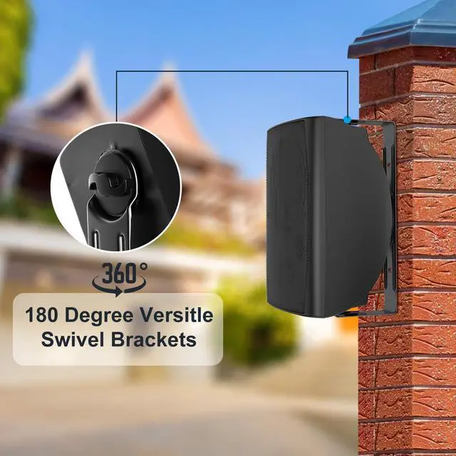 Alt view image 5 of 7 - 6.5-Inch 400W Outdoor Bluetooth Speakers Waterproof Wired, Wall-Mount Waterproof Speaker System for Patio, Home, Poolside, Deck, Backyard (Pair,Black)