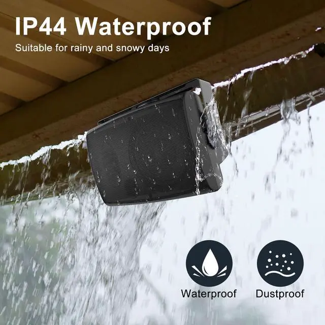Alt view image 4 of 7 - 6.5-Inch 400W Outdoor Bluetooth Speakers Waterproof Wired, Wall-Mount Waterproof Speaker System for Patio, Home, Poolside, Deck, Backyard (Pair,Black)